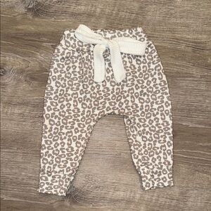 Gray and White Leopard Print Pants with Bow